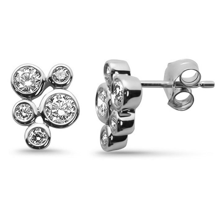 SPECIAL! .70ct G SI 14K White Gold Diamond Bezel Set Bubble Style Earrings