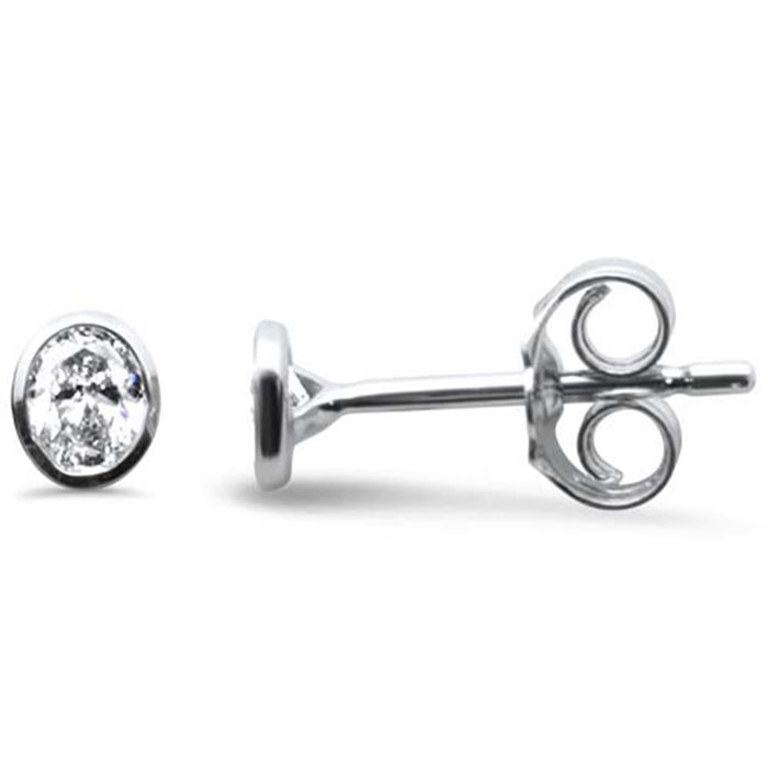 SPECIAL!.22ct G SI 14K White Gold Diamond Oval Shape Petite Earrings