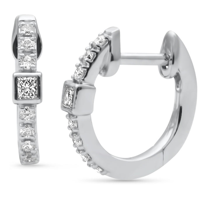 .16ct G SI 14K White Gold Diamond Petite Hoop Earrings