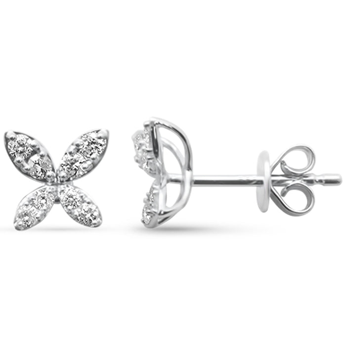 .34ct G SI 14K White Gold Diamond Flower Earrings