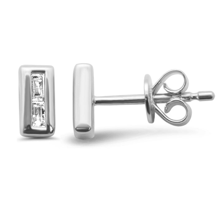.09ct G SI 14K White Gold Baguette Diamond Earrings