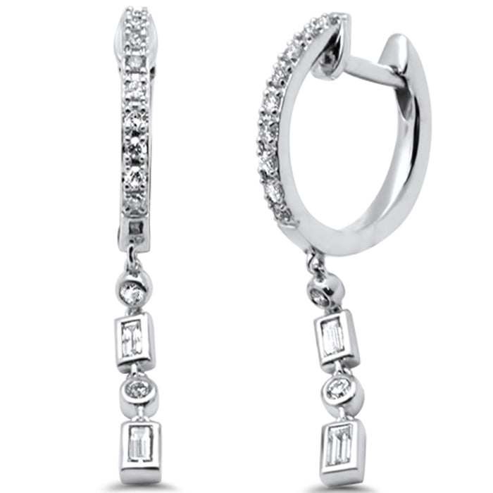 SPECIAL! .27ct G SI 14K White Gold Diamond Dangling Hoop Earrings