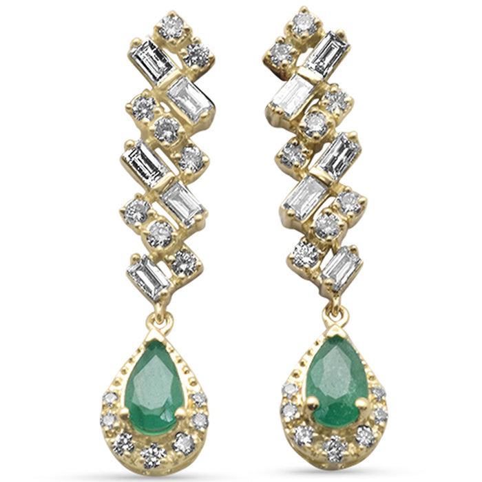 SPECIAL!.81ct G SI 14K Yellow Gold Diamond & Emerald Gemstones Earrings