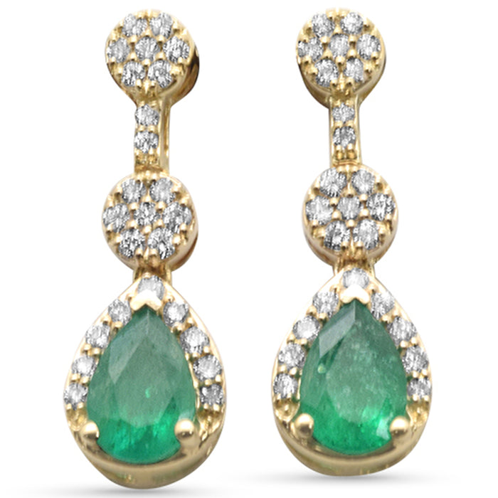 SPECIAL!.91ct G SI 14K Yellow Gold Diamond & Emerald Gemstones Earrings