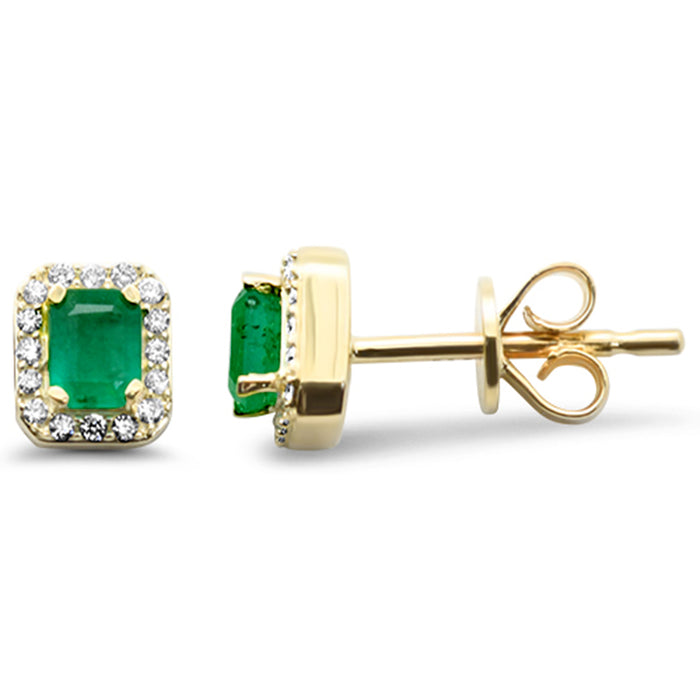 SPECIAL! .50ct G SI 14K Yellow Gold Diamond & Emerald Gemstone Stud Earrings