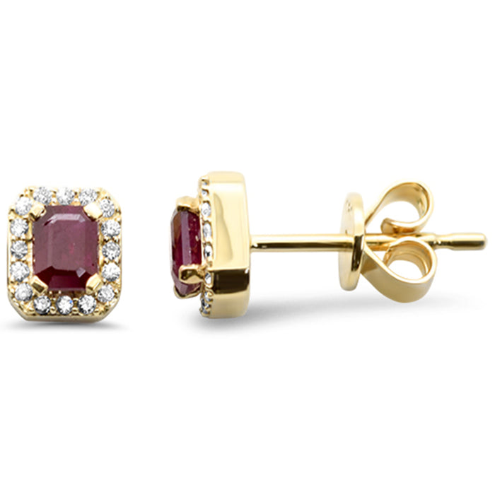 SPECIAL! .49ct G SI 14K Yellow Gold Diamond & Ruby Gemstone Stud Earrings