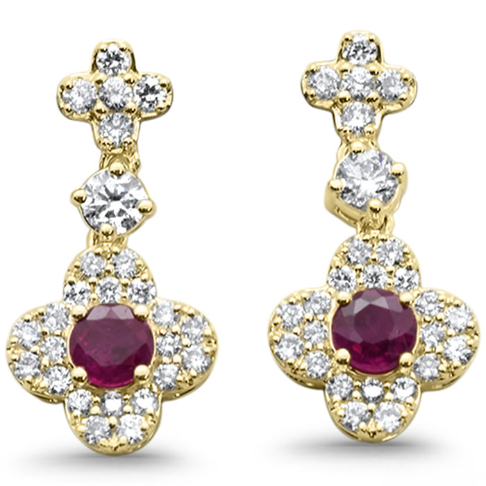SPECIAL! .58ct G SI 14K Yellow Gold Diamond & Ruby Gemstone Drop Earrings