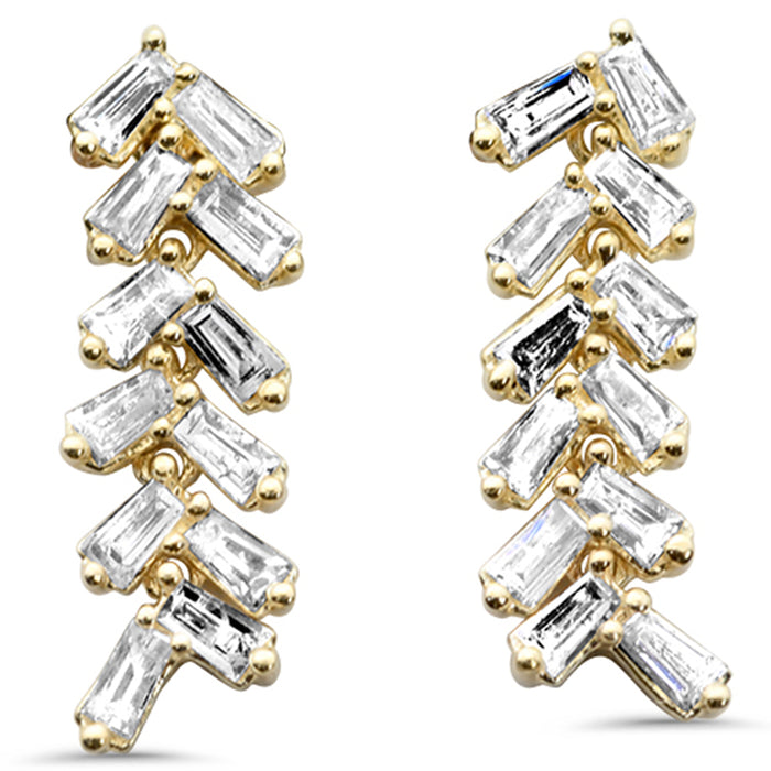 SPECIAL! .34ct G SI 14K Yellow Gold Diamond Baguette Stone Drop Dangle Earrings