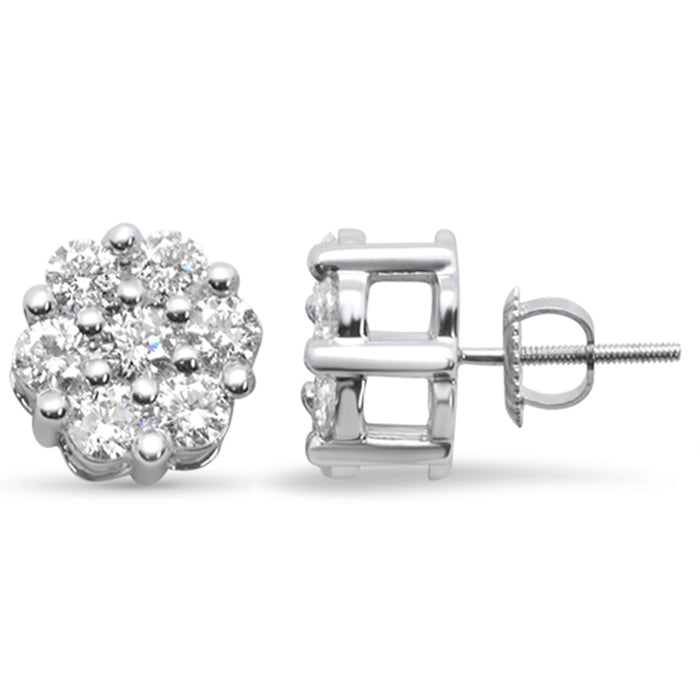 SPECIAL! 1.03ct G SI 14K White Gold Diamond Flower Screw Back Earrings