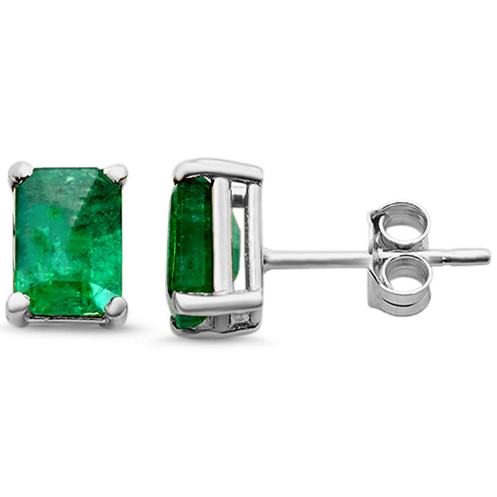 SPECIAL! 1.82ct G SI 14K White Gold Emerald Gemstone Earrings