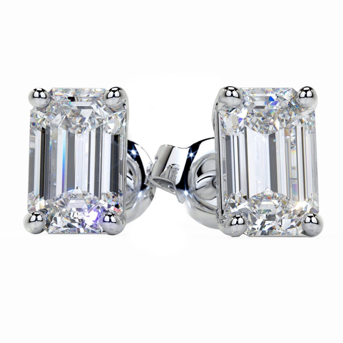 SPECIAL! .50ct G SI 14K White Gold Diamond Emerald Cut Solitaire Stud Earrings