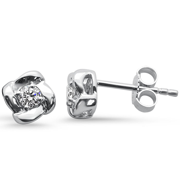 SPECIAL! .19ct G SI 14K White Gold Diamond Flower Stud Earrings