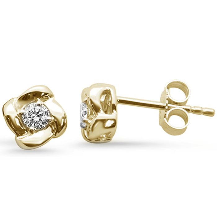 SPECIAL!.19ct G SI 14K Yellow Gold Diamond Flower Stud Earrings
