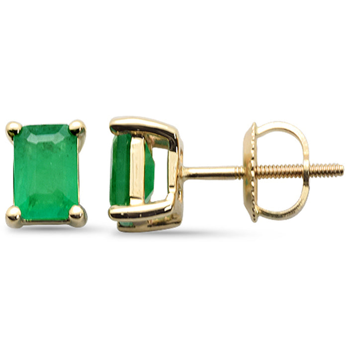 SPECIAL! 1.02ct G SI 14K Yellow Gold Emerald Gemstone Stud Earrings