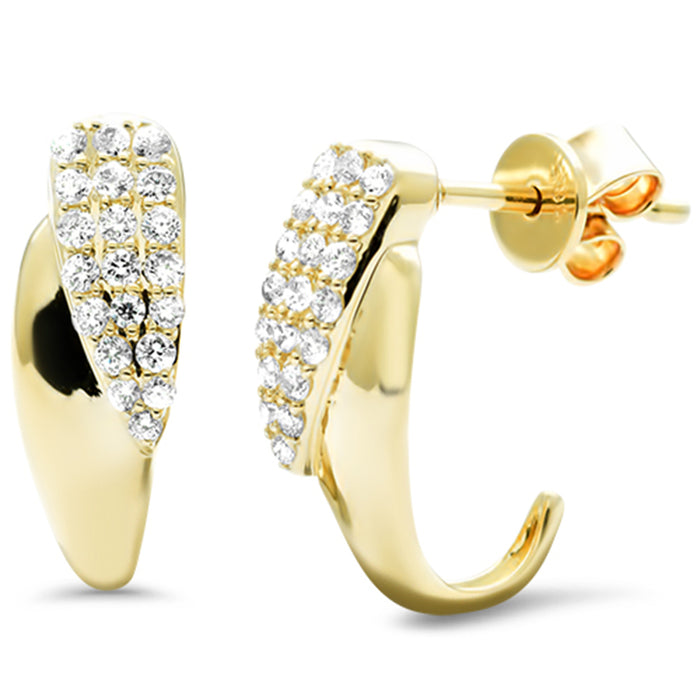 SPECIAL! .32ct G SI 14K Yellow Gold Diamond Dome Style J Hoop Earrings