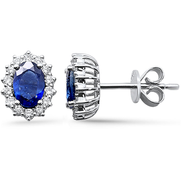 SPECIAL! 1.52ct G SI 14K White Gold Diamond & Blue Sapphire Gemstone Earrings