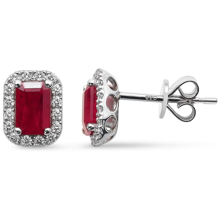 SPECIAL! 1.49ct G SI 14K White Gold Diamond & Ruby Gemstone Earrings