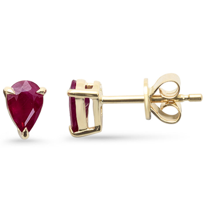 SPECIAL! .79ct G SI 14K Yellow Gold Pear Shape Ruby Gemstone Earrings