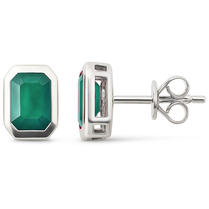 SPECIAL! 1.20ct G SI 14K White Gold Emerald Gemstone Stud Earrings