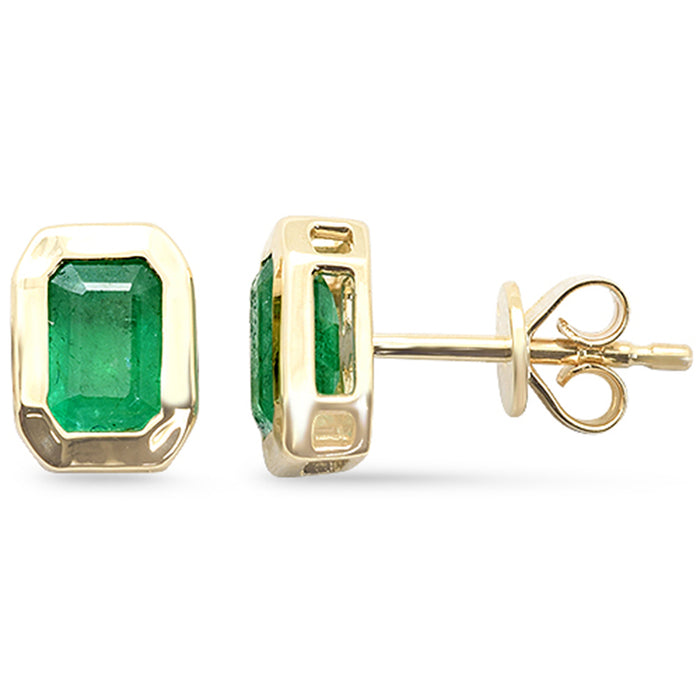 SPECIAL! 1.00ct G SI 14K Yellow Gold Emerald Gemstone Stud Earrings