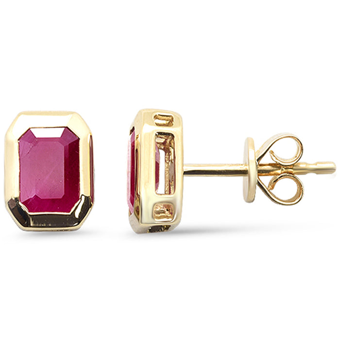 SPECIAL! 1.47ct G SI 14K Yellow Gold Ruby Gemstone Stud Earrings