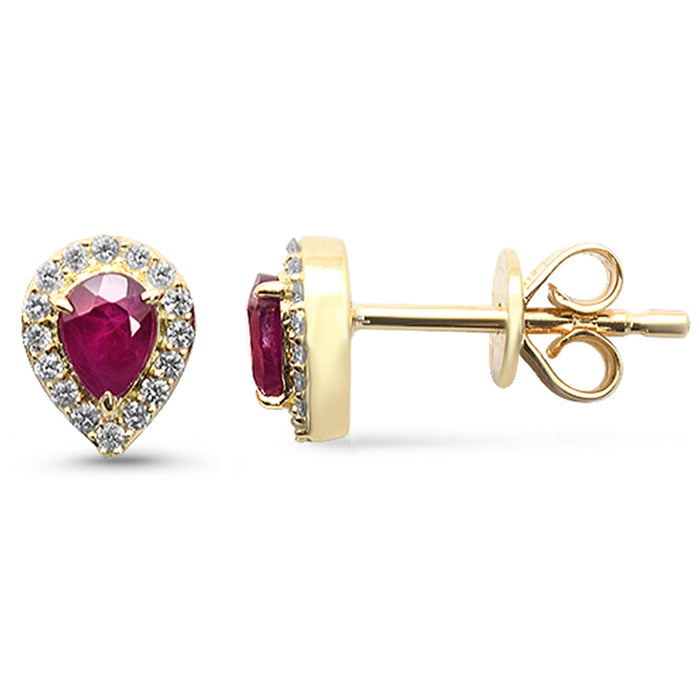 SPECIAL!.51ct G SI 14K Yellow Gold Diamond & Ruby Gemstone Earrings