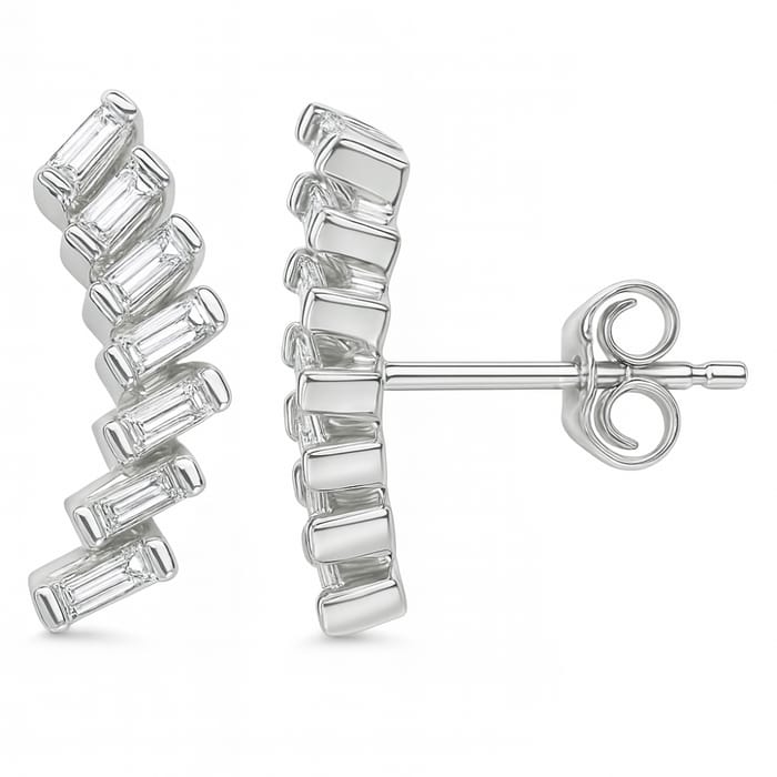 SPECIAL!.53ct G SI 14K White Gold Baguette Diamond Earrings