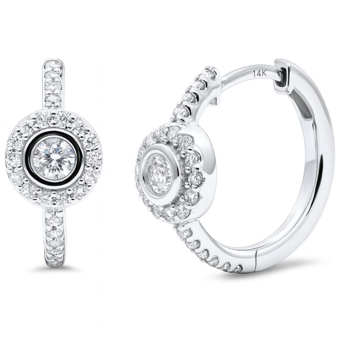 SPECIAL!.46ct G SI 14K White Gold Round Diamond Halo Hoop Earrings