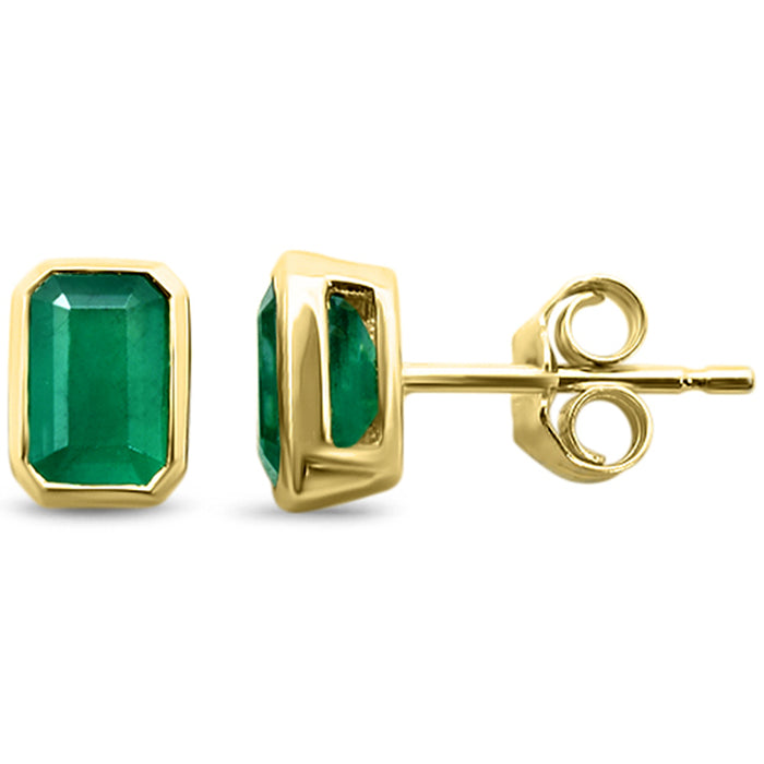 SPECIAL!1.25ct G SI 14KT Yellow Gold Emerald Gemstone Solitaire Earrings