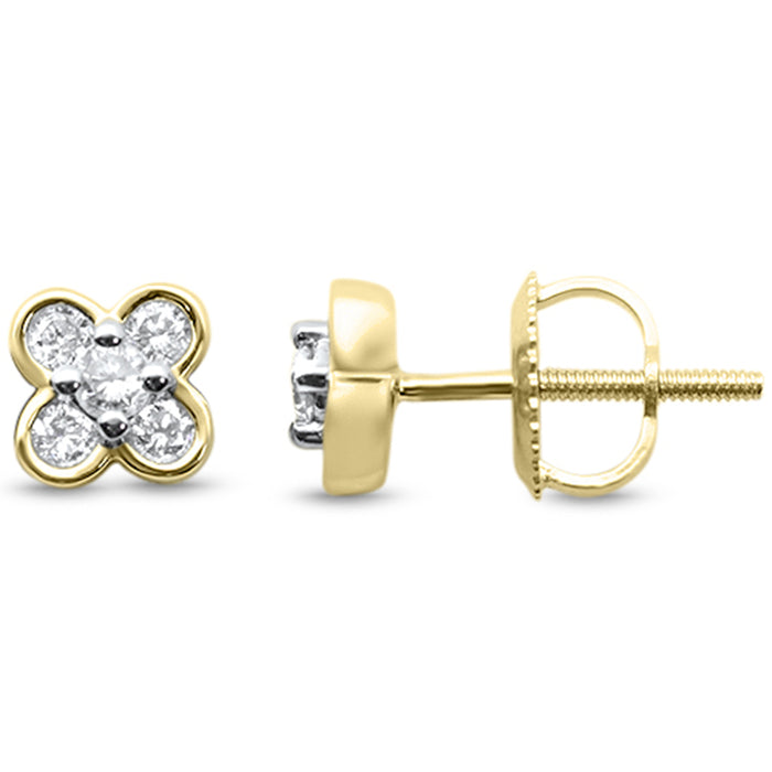 .26ct G SI 14K Yellow Gold Diamond Clover Earrings