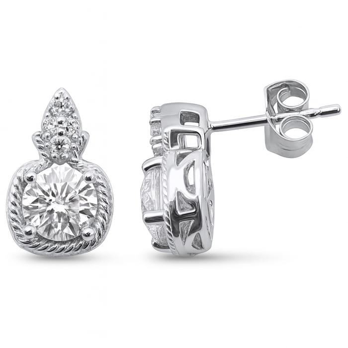 SPECIAL! 1.53ct G SI 14K White Gold Braided Solitaire Round Diamond Earrings
