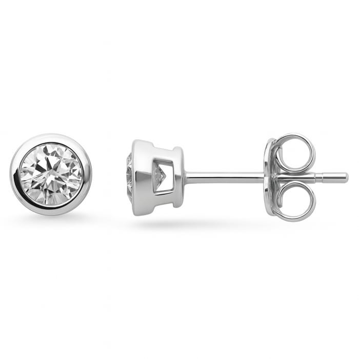 SPECIAL! .62ct G SI 14K White Gold Diamond Bezel Set Solitaire Earrings