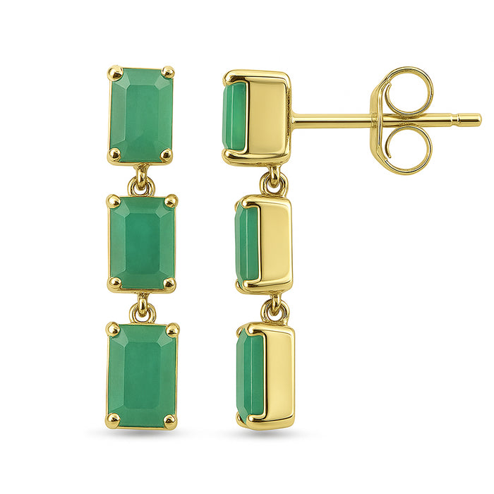 SPECIAL! 1.53ct G SI 14K Yellow Gold Emerald Gemstone Drop Earrings