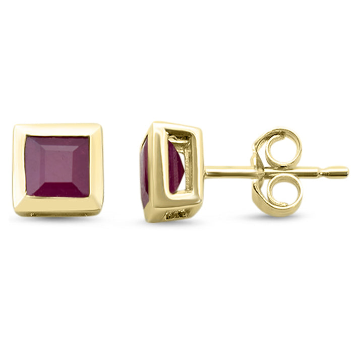 SPECIAL! 1.53ct G SI 14K Yellow Gold Bezel Set Ruby Gemstone Earrings