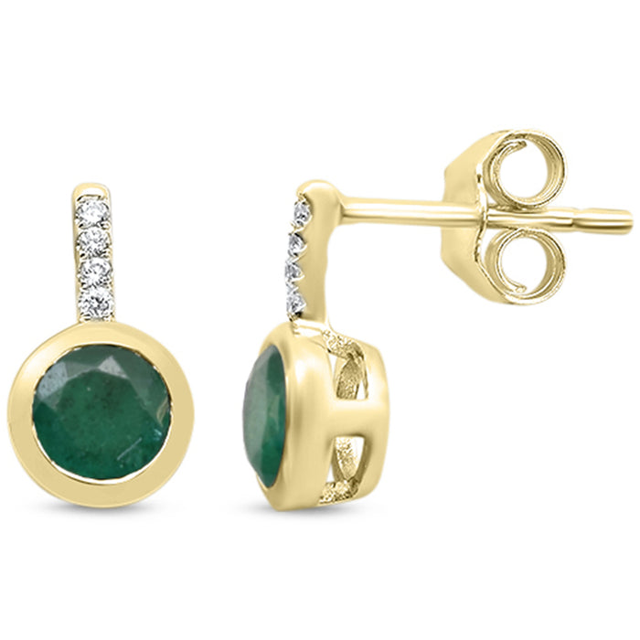 SPECIAL! .90ct G SI 14K Yellow Gold Diamond & Emerald Gemstone Earrings