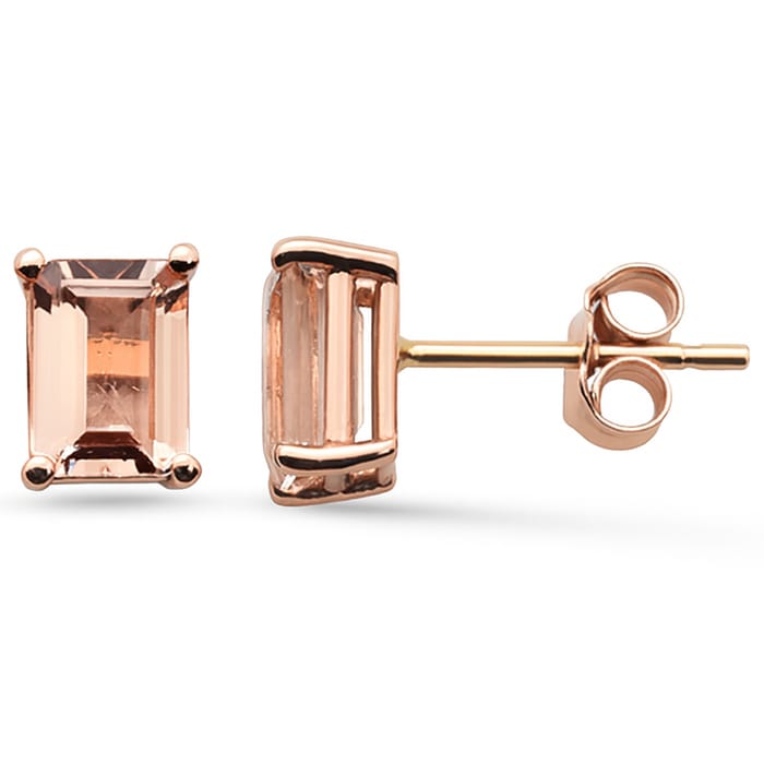 1.10ct G SI 14K Rose Gold Morganite Gemstone Stud Earrings