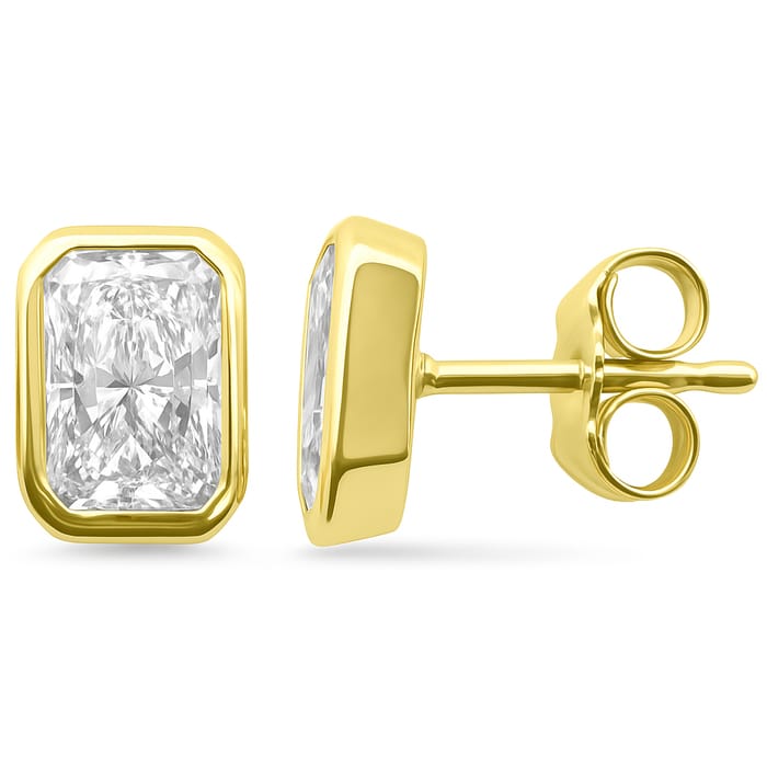 SPECIAL! 1.03ct G SI 14K Yellow Gold Diamond Radiant Cut Diamond Stud Earrings