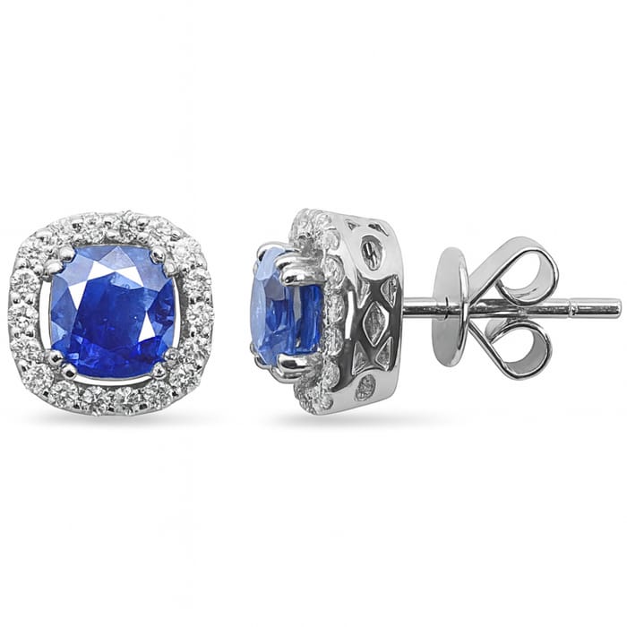 SPECIAL! 2.95ct G SI 14K White Gold Diamond & Blue Sapphire Gemstone Earrings