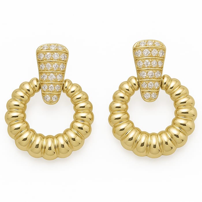 SPECIAL! .21ct G SI 14K Yellow Gold Diamond Fashion Scalloped Hoop Earrings