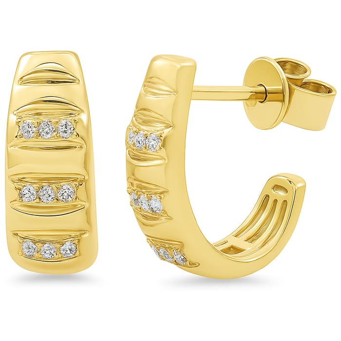 SPECIAL! .10ct G SI 14K Yellow Gold Gold Chunky Hoop Diamond Earrings