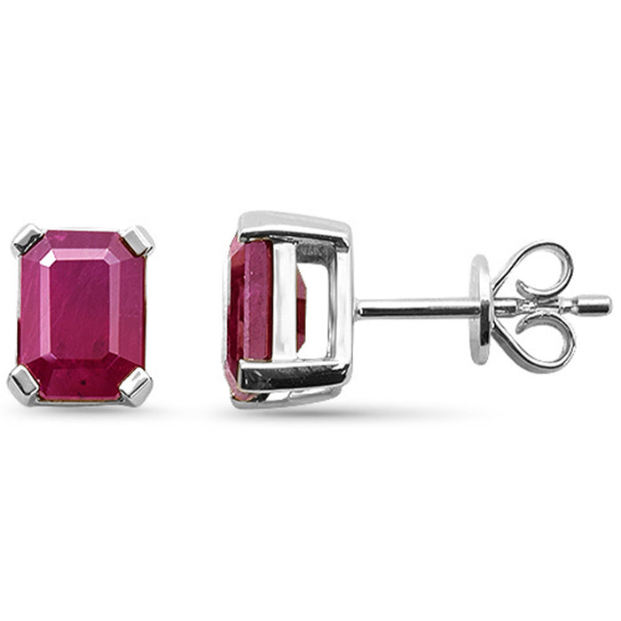 SPECIAL! 1.85ct G SI 14K White Gold Ruby Gemstone Stud Earrings