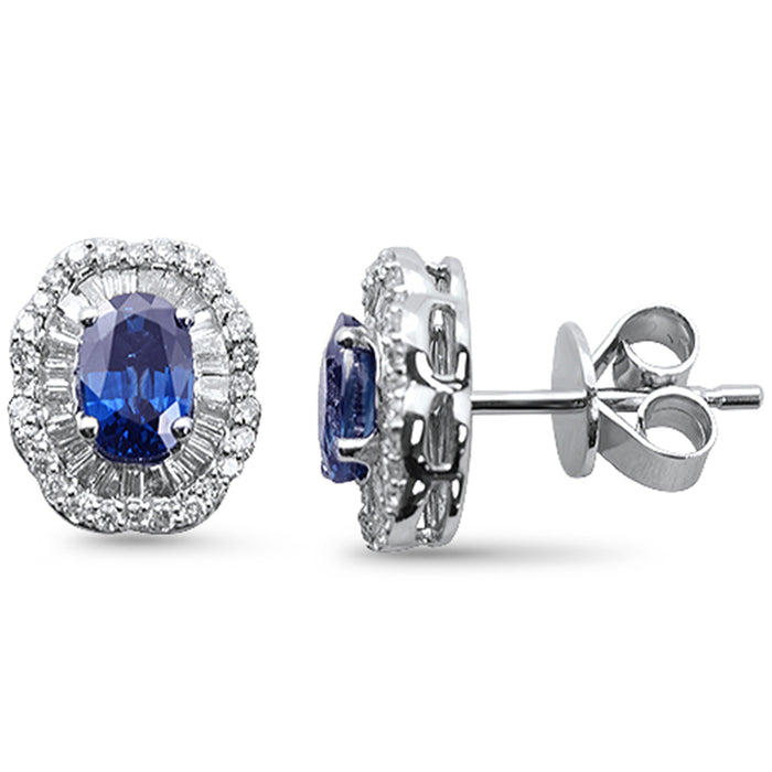 SPECIAL! 1.66ct G SI 14K White Gold Diamond & Blue Sapphire Gemstone Earrings