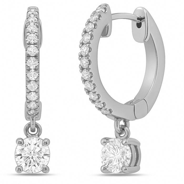 SPECIAL! .33ct G SI 14K White Gold Diamond Hoop Huggie Dangle Earrings