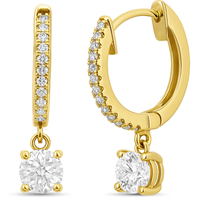 SPECIAL! .49ct G SI 14K Yellow Gold Diamond Hoop Huggie Dangle Earrings