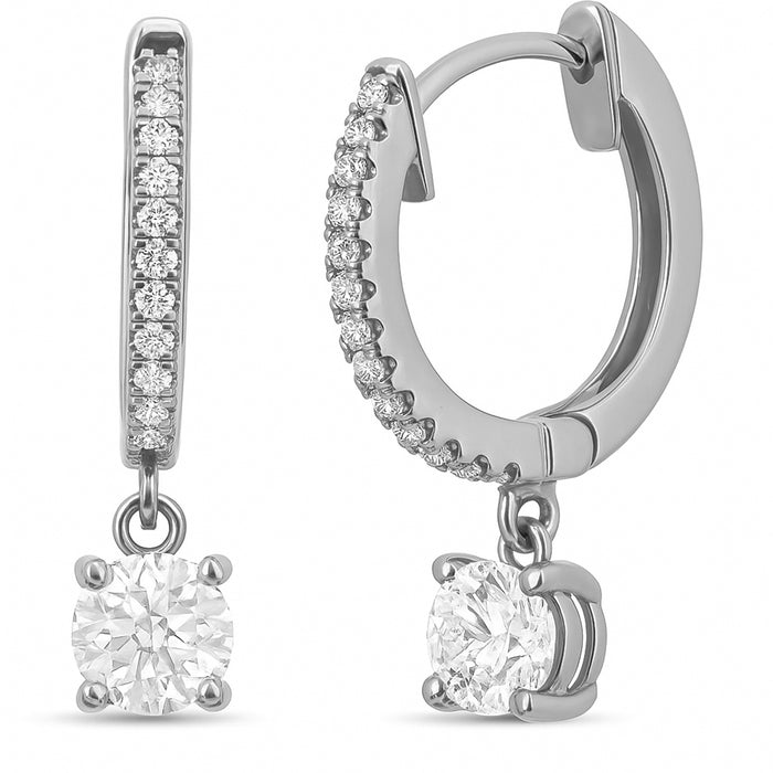 SPECIAL! .47ct G SI 14K White Gold Diamond Hoop Huggie Dangle Earrings