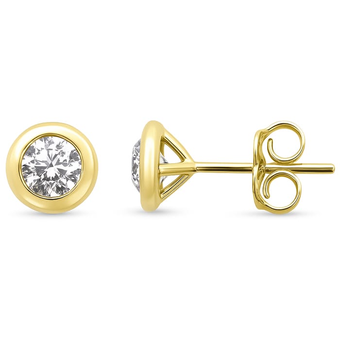 SPECIAL! .65ct G SI 14K Yellow Gold Round Diamond Bezel Set Stud Earrings