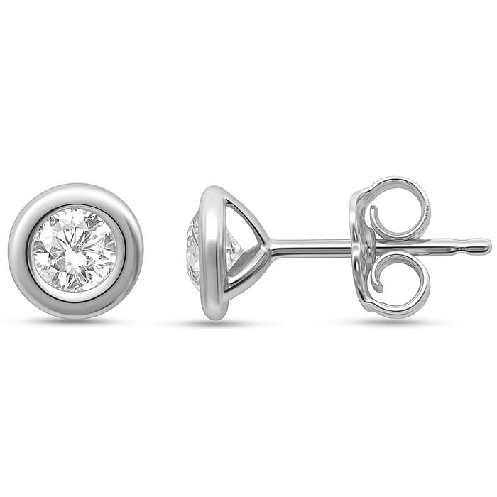 SPECIAL! .45ct G SI 14K White Gold Round Diamond Bezel Set Stud Earrings