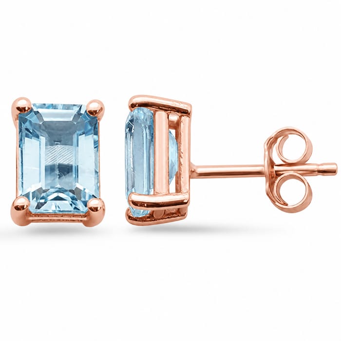 SPECIAL! 1.74ct G SI 14K Rose Gold Aquamarine Gemstone Stud Earrings