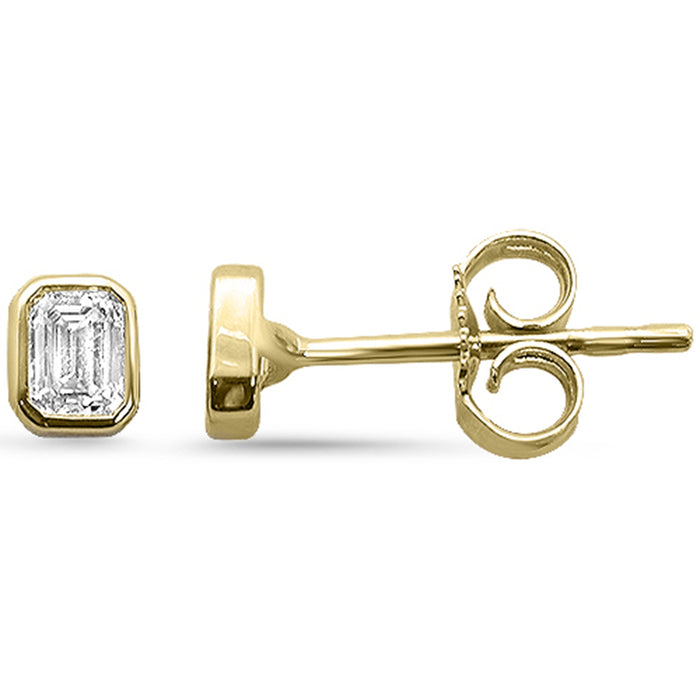 SPECIAL! .29ct G SI 14K Yellow Gold Diamond Bezel Set Emerald Cut Diamond Earrings