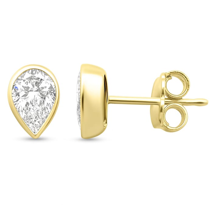 SPECIAL! .85ct G SI 14KT Yellow Gold Bezel Set Pear Diamond Stud Earrings